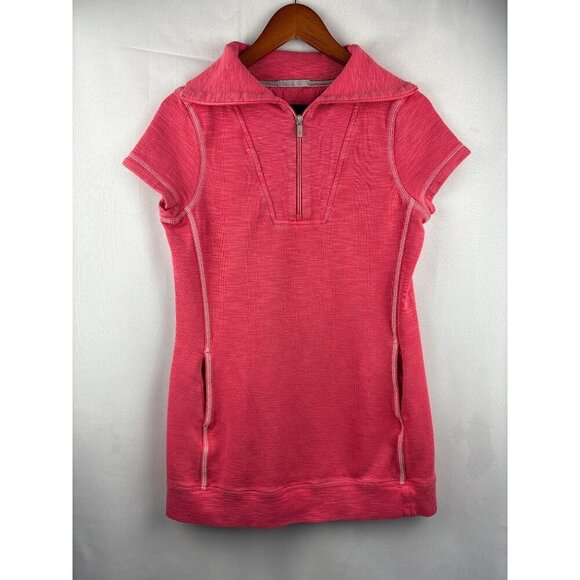 Tommy Bahama Womens S Pink Half-Zip Short Sleeve Tunic Dress - Picture 2 of 6